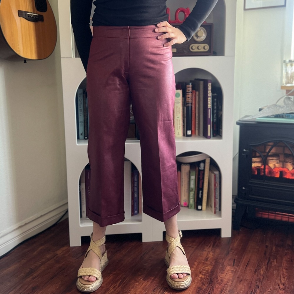 Vintage Charlotte Russe Womens Red Cropped Low Rise Pants Sz Waist 27 90s Grunge